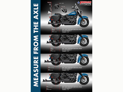 39in. True Dual SharkTail Exhaust - Black. Fits Softail 2018up with Non-240 Rear Tyre