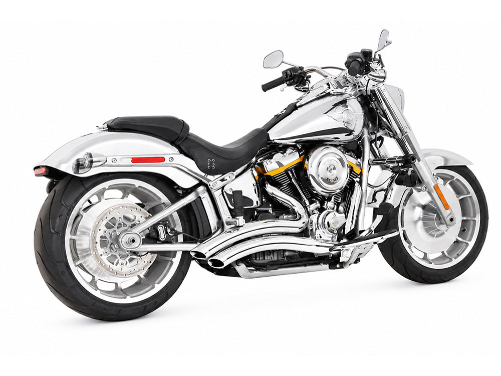 Sharp Curve Radius Exhaust - Chrome with Chrome End Caps. Fits Softail Breakout & Fat Boy 2018up