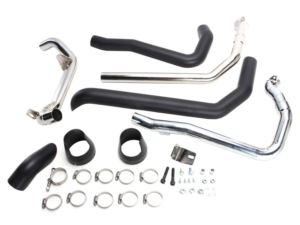 True Dual Headers - Black. Fits Indian Tourer 2014up.