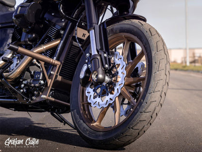 11.8in. Front Wave Floating Disc Rotor - Black. Fits Dyna 2006-2017, Softail 2015up, Sportster 2014-2021 & Some Touring 2008-2023