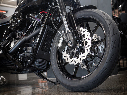 11.8in. Front Wave Floating Disc Rotor - Black. Fits Dyna 2006-2017, Softail 2015up, Sportster 2014-2021 & Some Touring 2008-2023