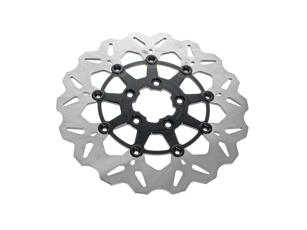 11.8in. Front Wave Floating Disc Rotor - Black. Fits Dyna 2006-2017, Softail 2015up, Sportster 2014-2021 & Some Touring 2008-2023