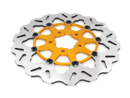 11.5in. Front Wave Floating Disc Rotor with Gold Carrier. Fits Big Twin & Sportster 2000-2014.