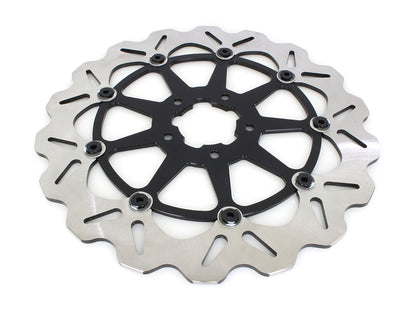 13in. Front Wave Floating Disc Rotor with Black Carrier. Fits most Big Twin 2000up when Using Special 6 Piston Caliper.