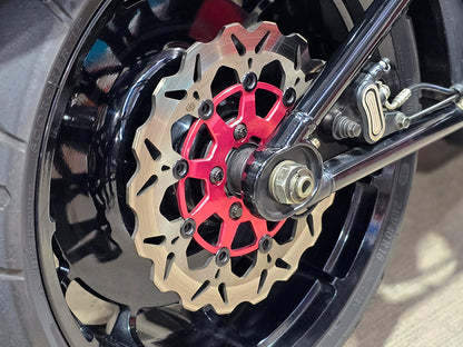 11.5in. Rear Floating Wave Disc Rotor with Red Carrier. Fits Big Twin 2000up & Sportster 2000-2010.