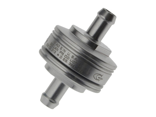 Washable Super Mini Inline Fuel Filter. 5/16in. Hose x 0.675in. long. Billet Aluminium.