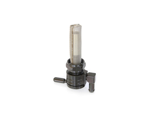 High-Flow Fuel Tap / Petcock with 22mm Thread & 5/16in. Downward Facing Fuel Outlet - Black. Fits Softail 1984-2006, Dyna 1991-2006, FXR 1982-1994, Touring 1988-2006, Sportster 1975-2006 & 4Spd Big Twin 1975-1986
