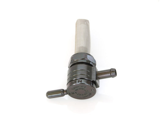 High-Flow Fuel Tap / Petcock with 22mm Thread & 5/16in. Inward Facing fuel Outlet - Black. Fits Softail 1984-2006, Dyna 1991-2006, FXR 1982-1994, Touring 1988-2006, Sportster 1975-2006 & 4Spd Big Twin 1975-1986