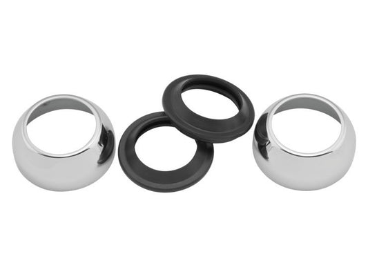 39mm Fork Boots - Chrome. Includes Dust Shields. Fits Dyna 1991-2005, FXR 1987-1994 & Most Sportster 1987-2021