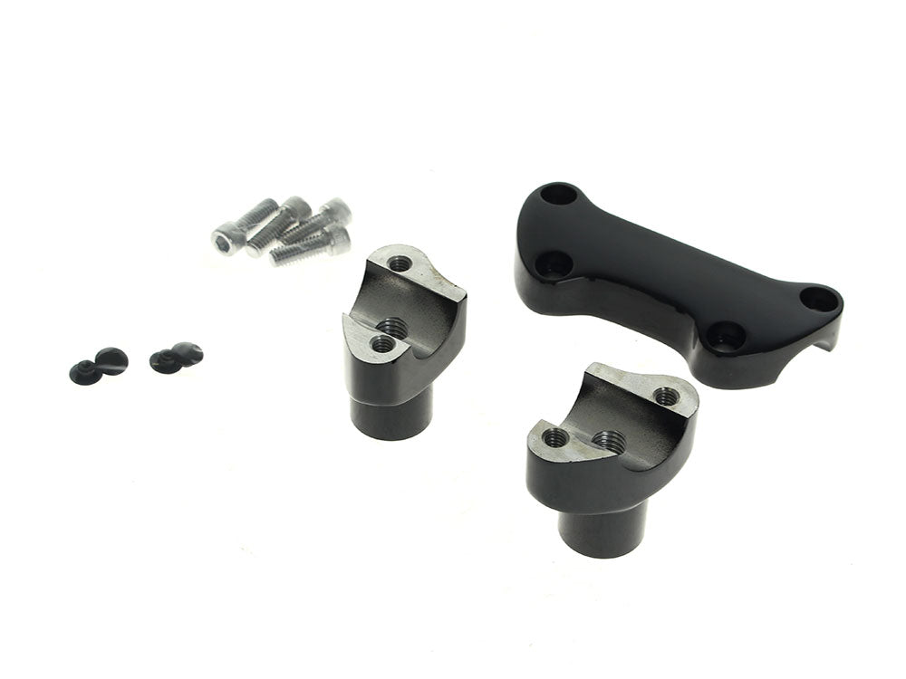 2in. Straight Risers with Top Clamp & Hardware - Black. Fits 1in. Handlebar