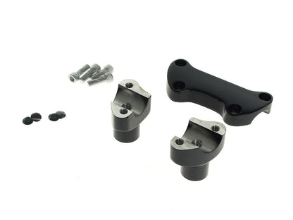 2in. Straight Risers with Top Clamp & Hardware - Black. Fits 1in. Handlebar