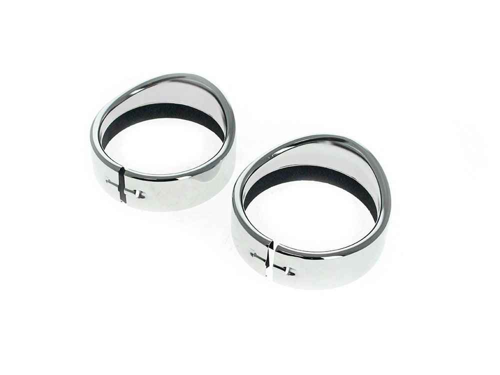 Peaked Visor Style 4-1/2in. Passing Lamp Trim Ring - Chrome. Fits Big Twin 1969up