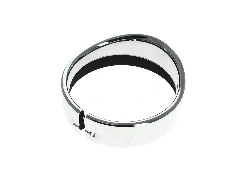 Peaked Visor Style 5-3/4in. Headlight Trim Ring - Chrome. Fits FX Softail 1994-2015, Dyna 1994-2017 & Most Sportster Models 2004-2021.