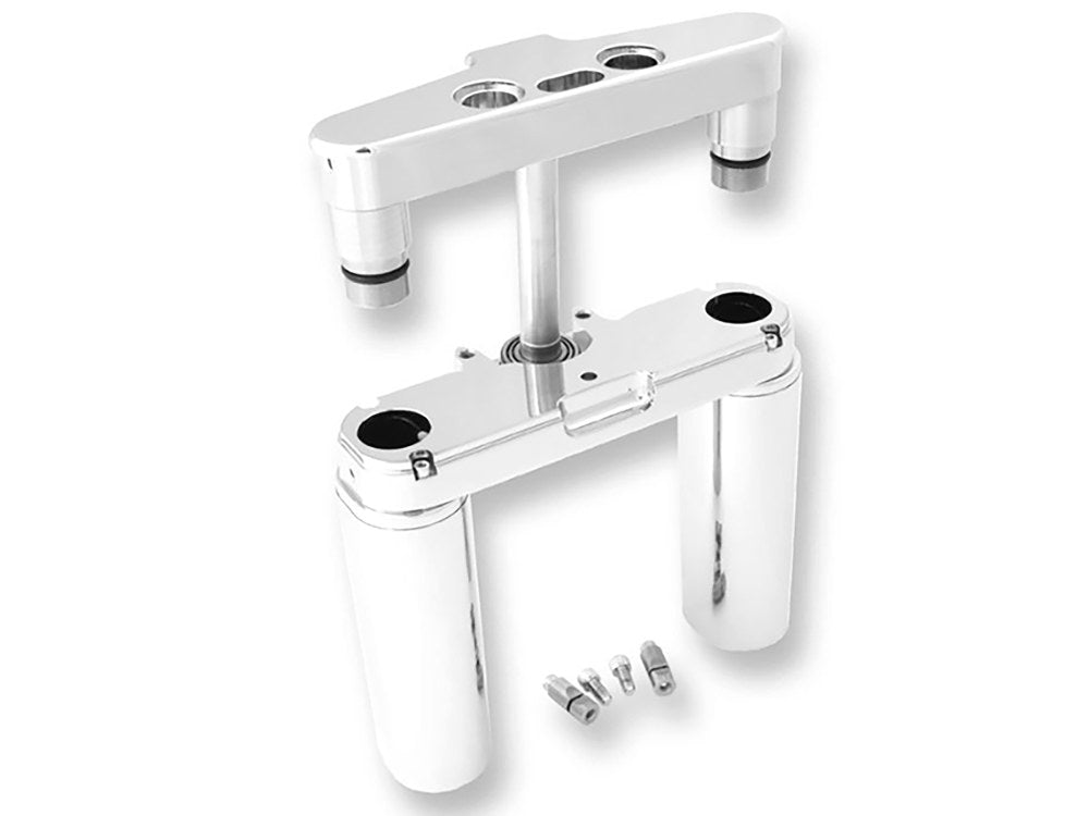 6 Degree Raked Triple Tree Kit - Chrome. Fits FL Softail 1986-2017 with Stock Diameter Wheel For Trike Conversion