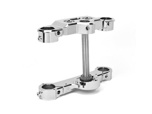 6 Degree Raked Triple Tree Kit - Chrome. Fits Fat Boy 2018up with 26in. Wheel Upgrade or Trike Conversion.