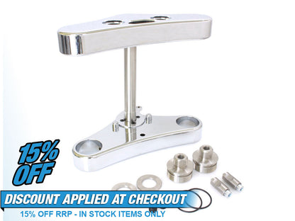 5 Degree Raked Mid Glide Triple Tree Kit - Chrome. Fits M8 Street Bob & Softail Standard with 23in. Wheel Conversion