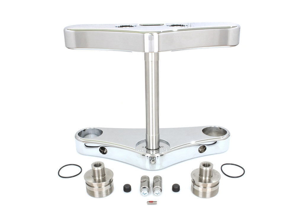 5 Degree Raked Wide Glide Conversion Triple Tree Kit - Chrome. Fits Rocker 2008-2010 with 23in. Wheel Conversion.