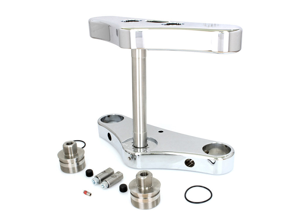 5 Degree Raked Wide Glide Conversion Triple Tree Kit - Chrome. Fits Rocker 2008-2010 with 23in. Wheel Conversion.