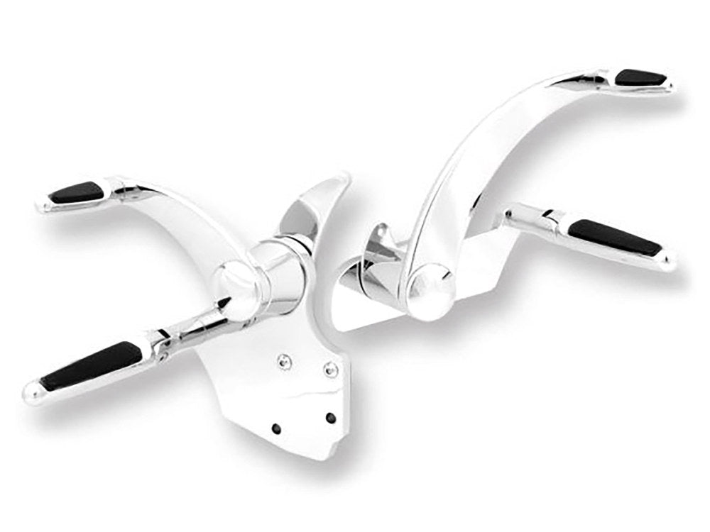 Standard Length Forward Controls with Folding Rubber Inlay Pegs - Chrome. Fits Dyna 1991-2017.