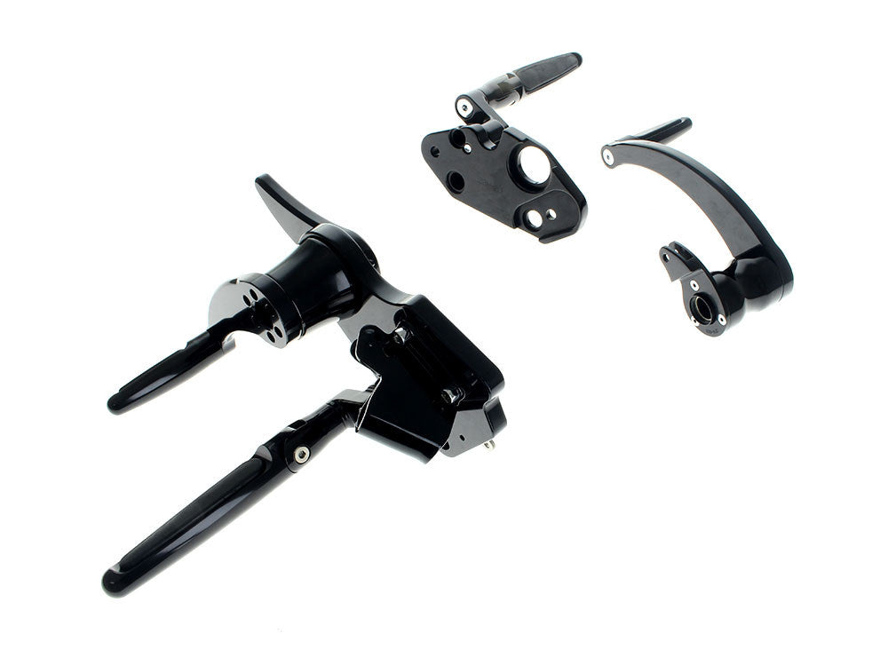 Standard Length Forward Controls with Folding Rubber Inlay Pegs - Black. Fits Touring 2014up including Trikes.