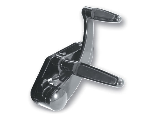 Extended Length Forward Controls with Folding Rubber Inlay Pegs - Black. Fits Softail 2000-2017.