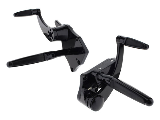 Standard Length Forward Controls with Folding Rubber Inlay Pegs - Black. Fits Softail 2000-2017.