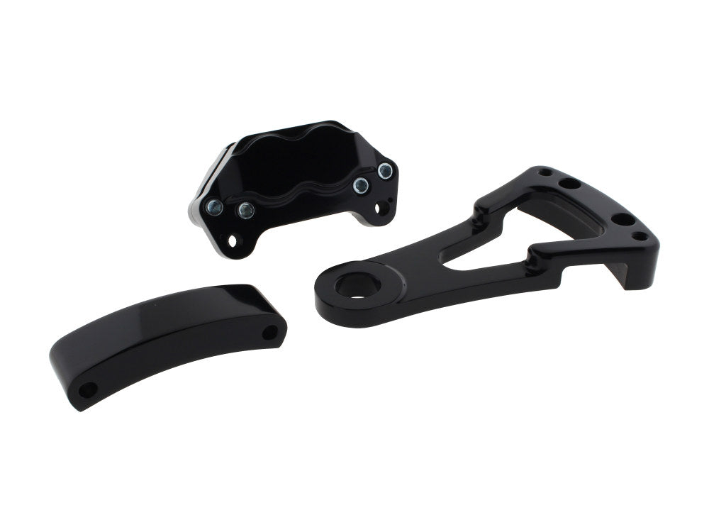 Rear Driveside 4 Piston Caliper & Mounting Bracket - Black. Fits Custom with 1in. Axle.