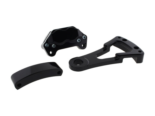Rear Driveside 4 Piston Caliper & Mounting Bracket - Black. Fits Custom with 1in. Axle.