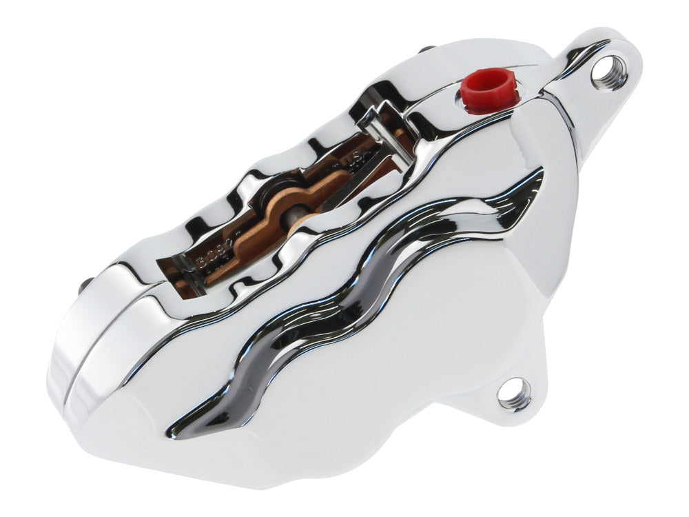 Right Hand Rear 4 Piston Caliper & Mounting Bracket - Chrome. Fits FL Softail 2008-2017 Models with 150mm Tyre.