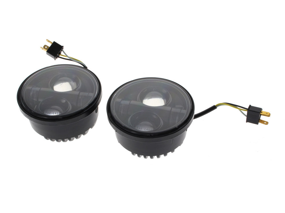 4-1/2in. HeadLight Inserts - Black. Fits Dyna Fat Bob 2008-2017 with Dual Headlight.