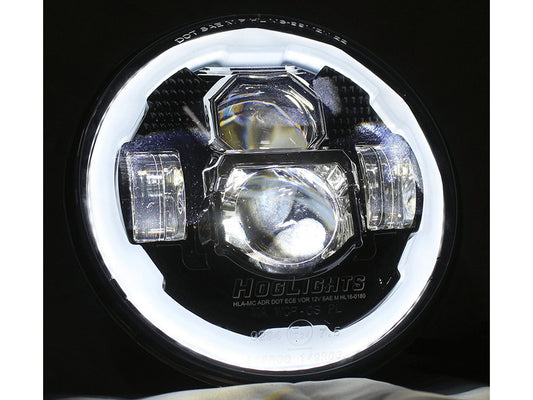 7in. 90w LED HeadLight Insert with Halo - Black. Fits Most H-D, Indian Chief Classic & Dark Horse Models with 7in. Headlight.