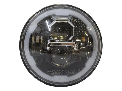 7in. 90w LED HeadLight Insert with Halo - Black. Fits Most H-D, Indian Chief Classic & Dark Horse Models with 7in. Headlight.