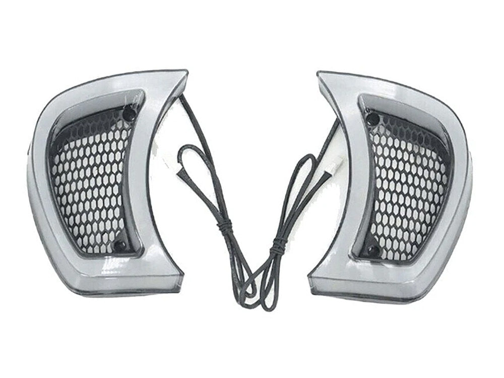 FusionFX LED Vent Inserts - Chrome With Amber & White LED's. Fits Road Glide 2015-2023