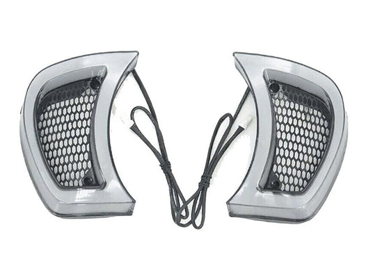 FusionFX LED Vent Inserts - Chrome With Amber & White LED's. Fits Road Glide 2015-2023