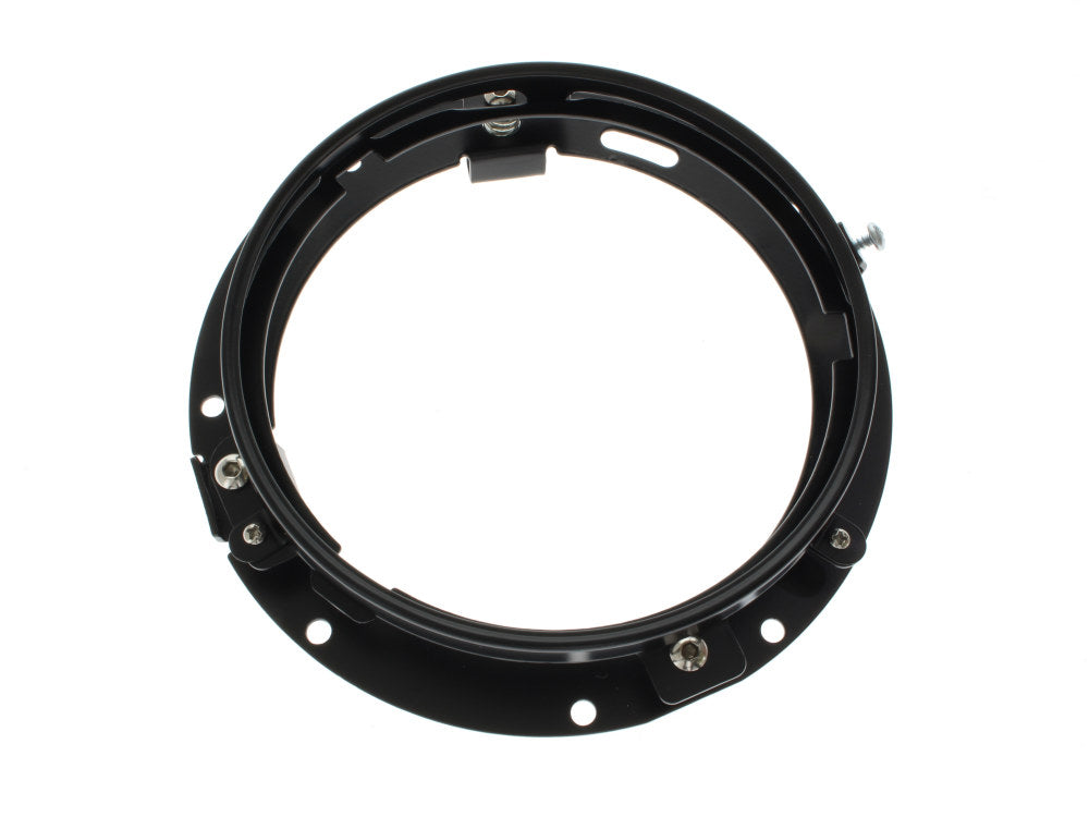 7in. Headlamp Insert Adaptor Bracket - Black. Fits All 2013 earlier Touring & all FreightTrain Nacelle.