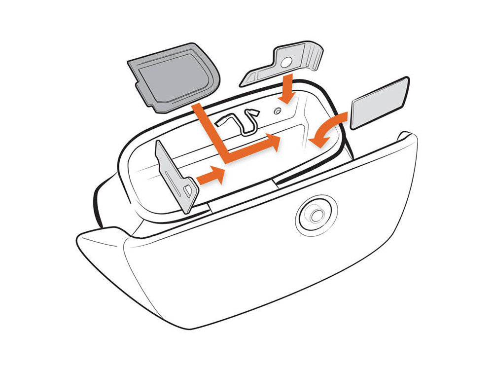 Ryt-There Saddle Bag Shelf - Grey. Fits Heritage Softail 2018up Left & Right Bags.