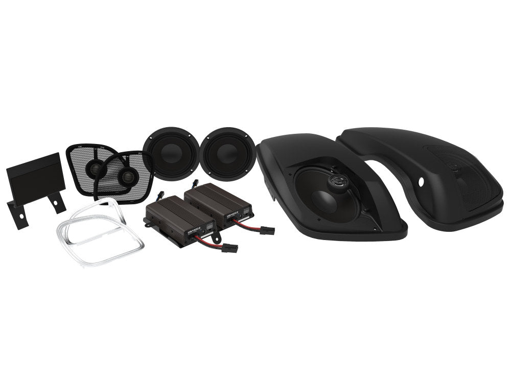 Wild Boar, 600 Watt Amp x 4 Speaker Kit & Saddlebag Lids. Fits Road Glide 2015-2023
