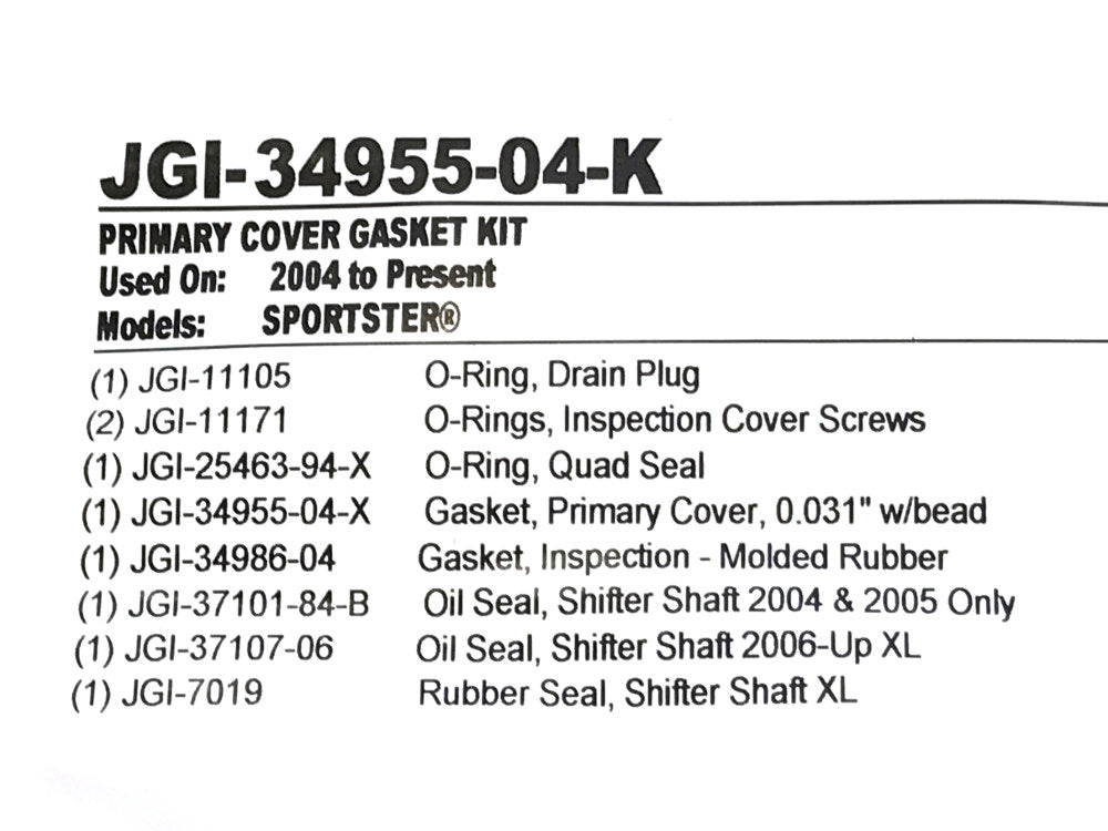 Primary Cover Gasket Kit. Fits Sportster 2004-2021