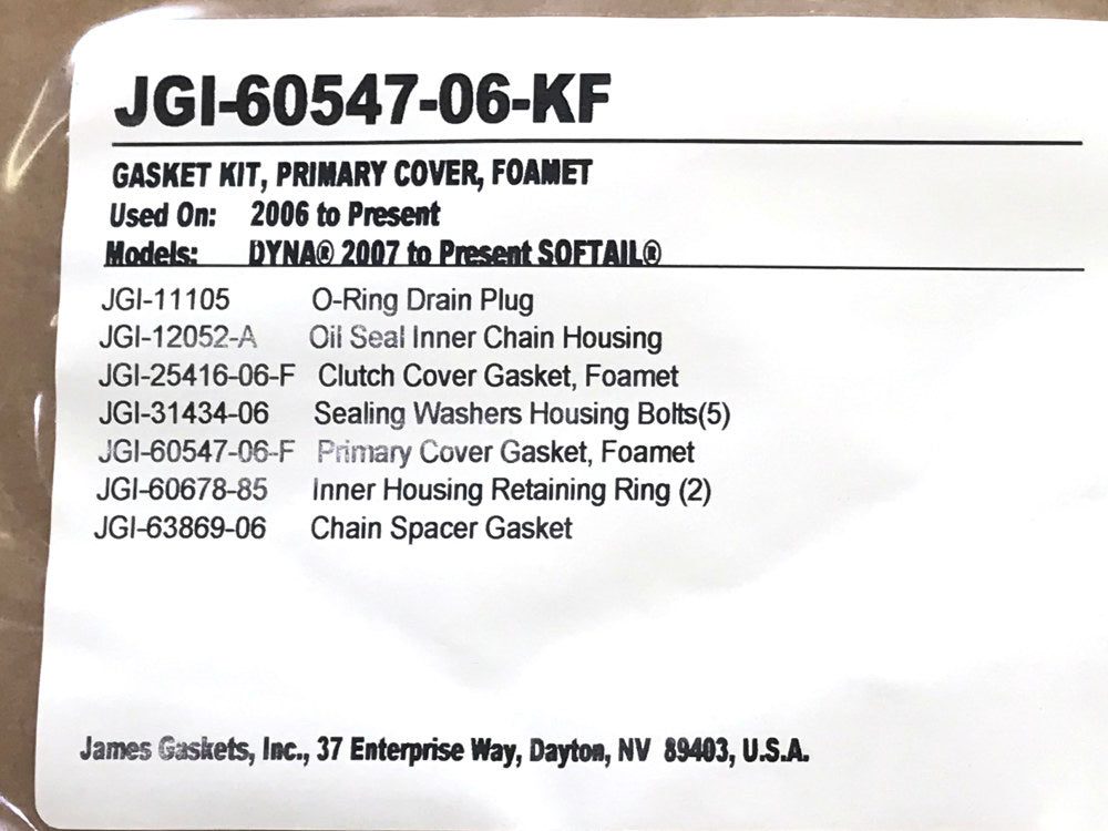 Primary Cover Gasket Kit. Fits Softail 2007-2017 & Dyna 2006-2017.