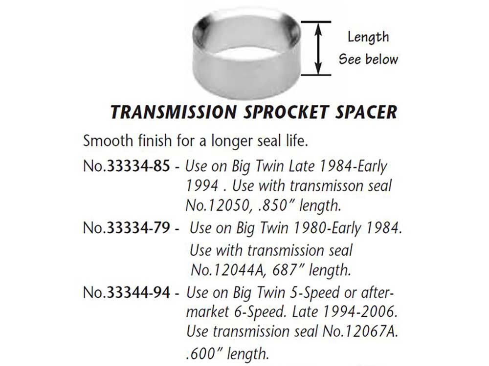 Main Drive Seal Spacer. Fits 5Spd Big Twin 1984-1993.