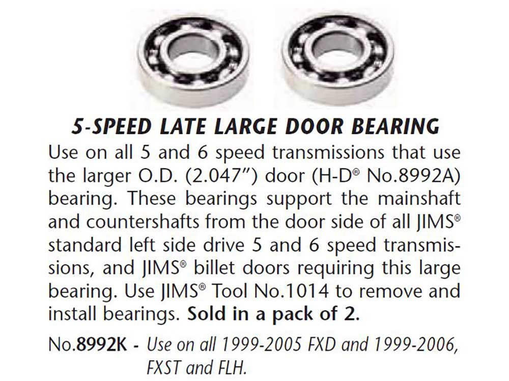 Transmission Trap Door Bearings. Fits 5Spd Twin Cam 1999-2006