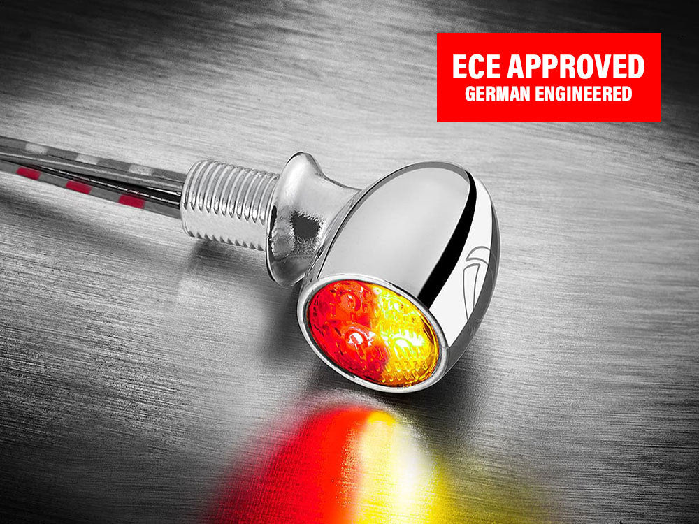 Atto DF Mini LED Turn Signal - Amber Turn - Red Run/Brake - Chrome.