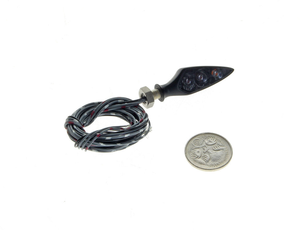 Rhombus S DF LED Left Hand Rear Turn Signal - Amber Turn - Red Run/Brake - Black.