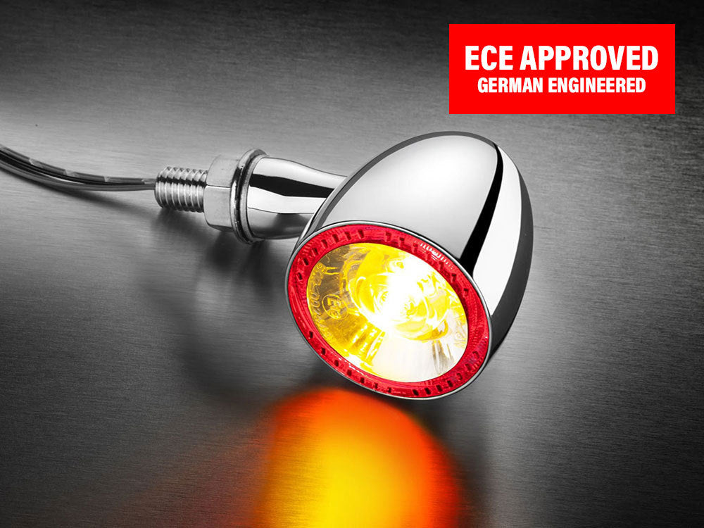 Bullet 1000 DF LED Turn Signal - Amber Turn - Red Run/Brake - Chrome.