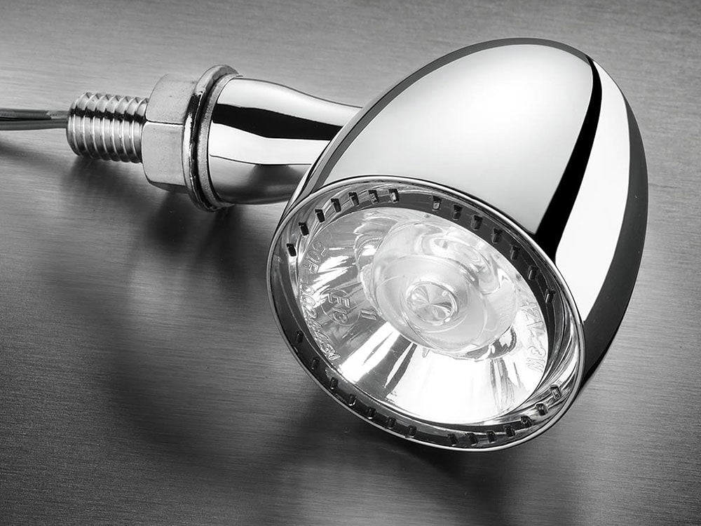 Bullet 1000 PL LED Turn Signal - Amber Turn - White Running Light - Chrome.