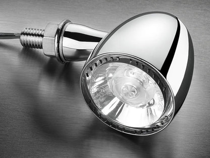 Bullet 1000 PL LED Turn Signal - Amber Turn - White Running Light - Chrome.