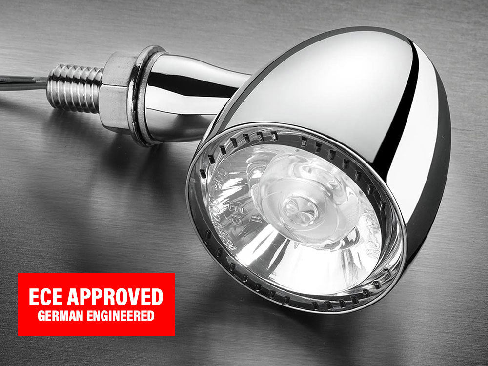 Bullet 1000 PL LED Turn Signal - Amber Turn - White Running Light - Chrome.