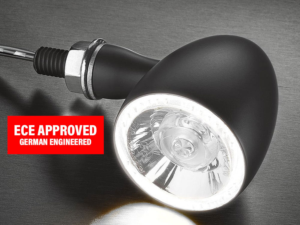 Bullet 1000 PL LED Turn Signal - Amber Turn - White Running Light - Black.