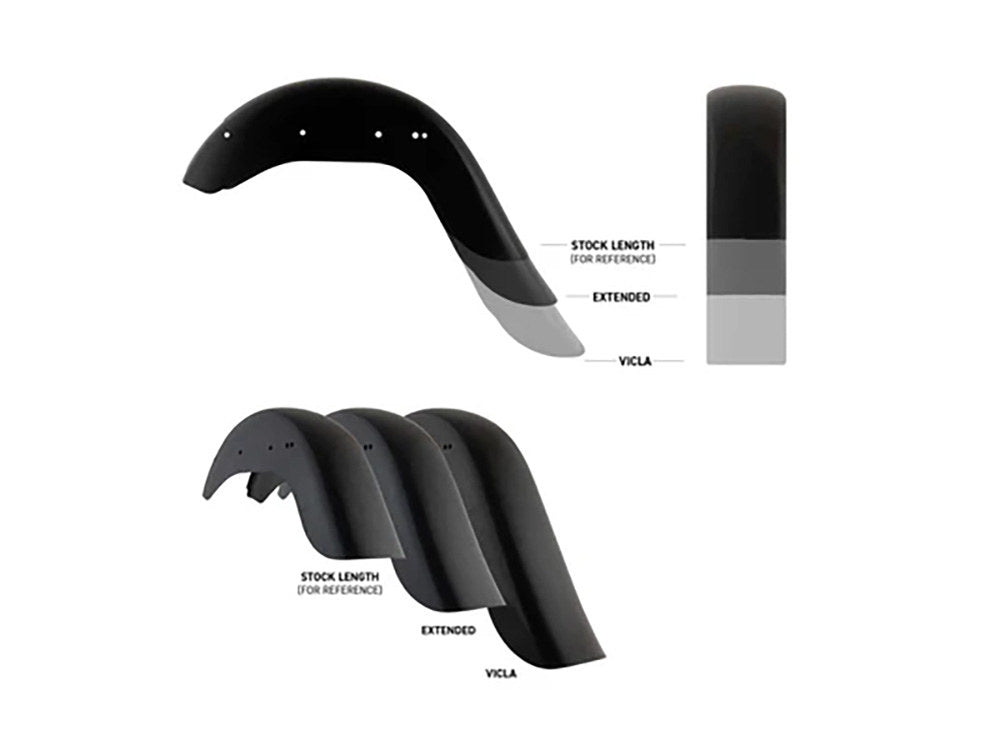 9in. Stretched Smooth Benchmark Rear Fender. Fits FL Softail 1986-2017 & FX Softail 2000-2005.