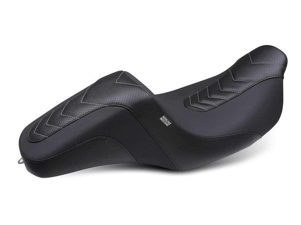 Squareback Signature Series Seat - Black with Gun Metal Thread. Fits Most Touring 2008-2024